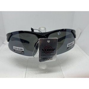 XLOOP SUNGLASSES Anti-Glare Shatterproof Wrap Half Frame Black/Black Lens NWT